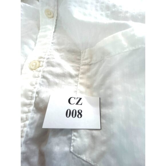 Marc Anthony Womens Top Button-Up Long Sleeves Roll-Up Cuff  White Textured Smal - Picture 9 of 9